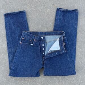 VTG 90s Levi's 501 Fuzzy Blue 5-Button Fly Original Fit Straight Leg Jeans 33x32